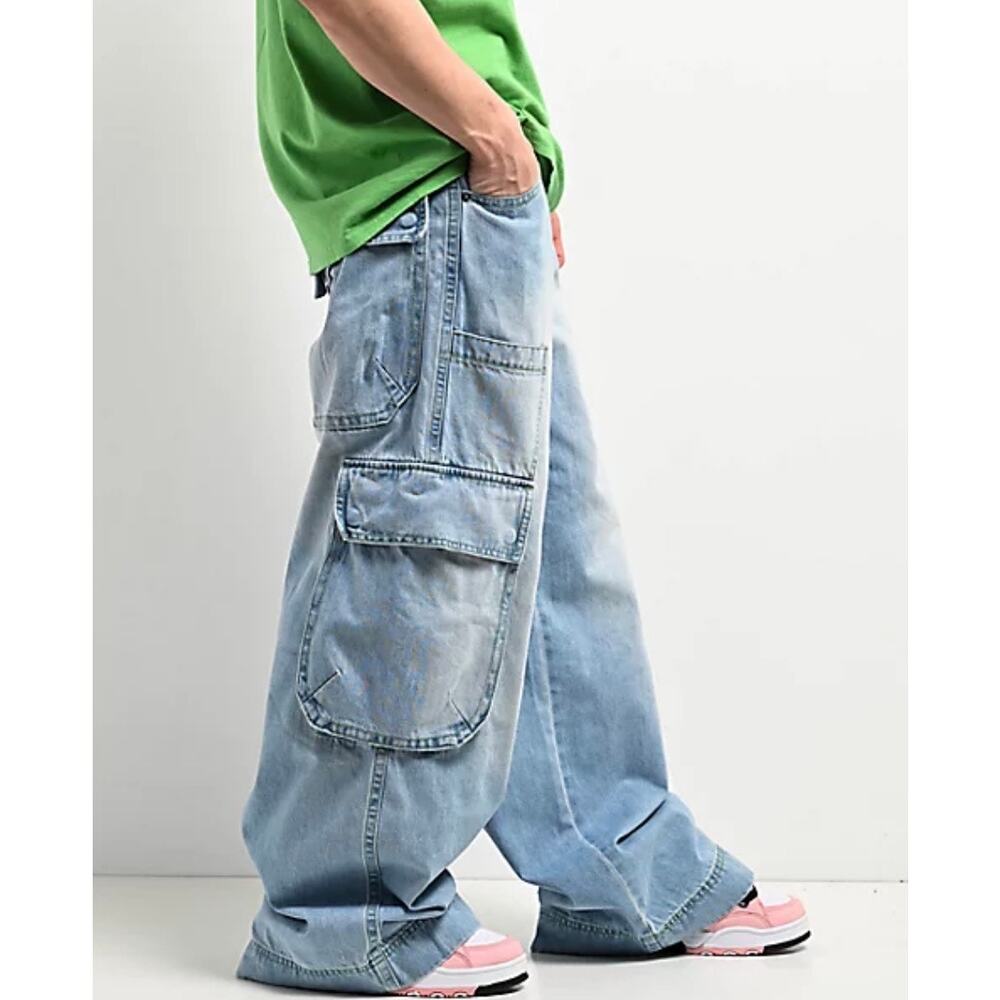 A.LAB Rave Light Blue Cargo Jeans, Size 30 - Picture 3 of 14
